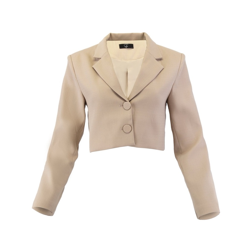 Beige Summer Blend Cropped Blazer - Picture 3 of 4